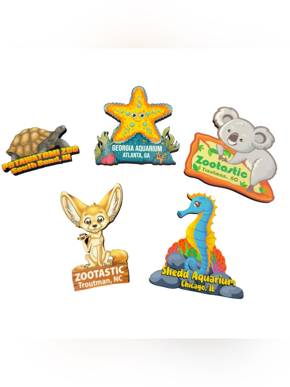 Souvenir Zoo & Aquarium Magnet Lot of 5 Potawatomi Georgia Shedd Zootastic